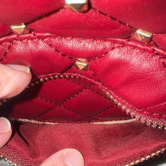 Badgley Mischka Burgundy Quilted Mini Backpack with Gold Accents - Picture 10 of 12